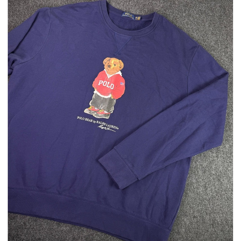 Polo Ralph Lauren Polo Bear Baggy Skater Navy Crewneck Sweatshirt Mens XXL 2XL